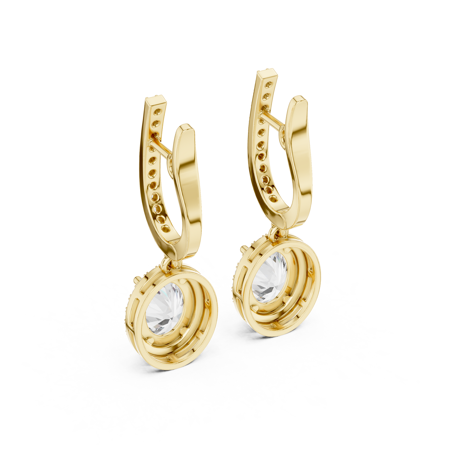 Oval Cut Halo Drop Diamond Hoop Earrings 4 CTW