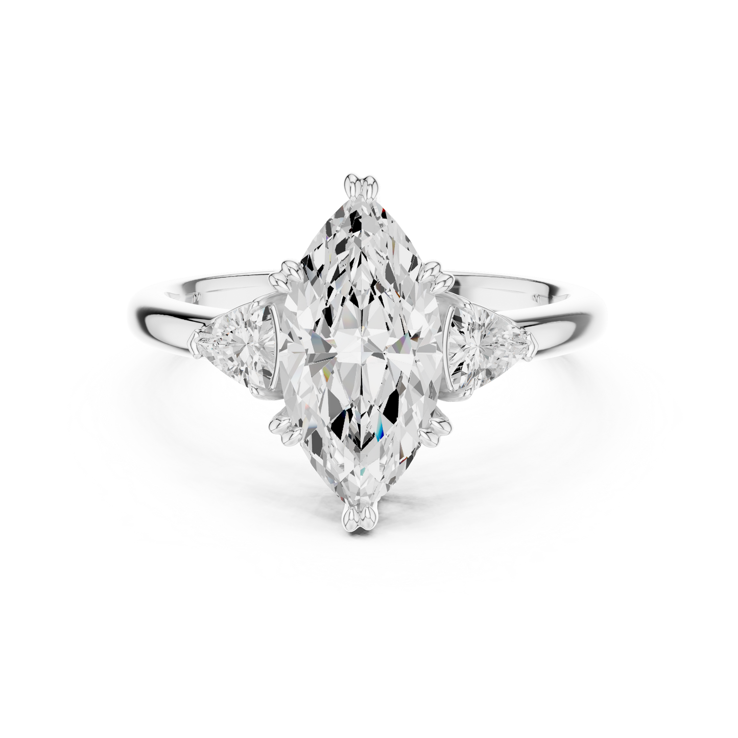 Classic Marquise Center Trillion Accent Engagement Ring 2.4 CTW