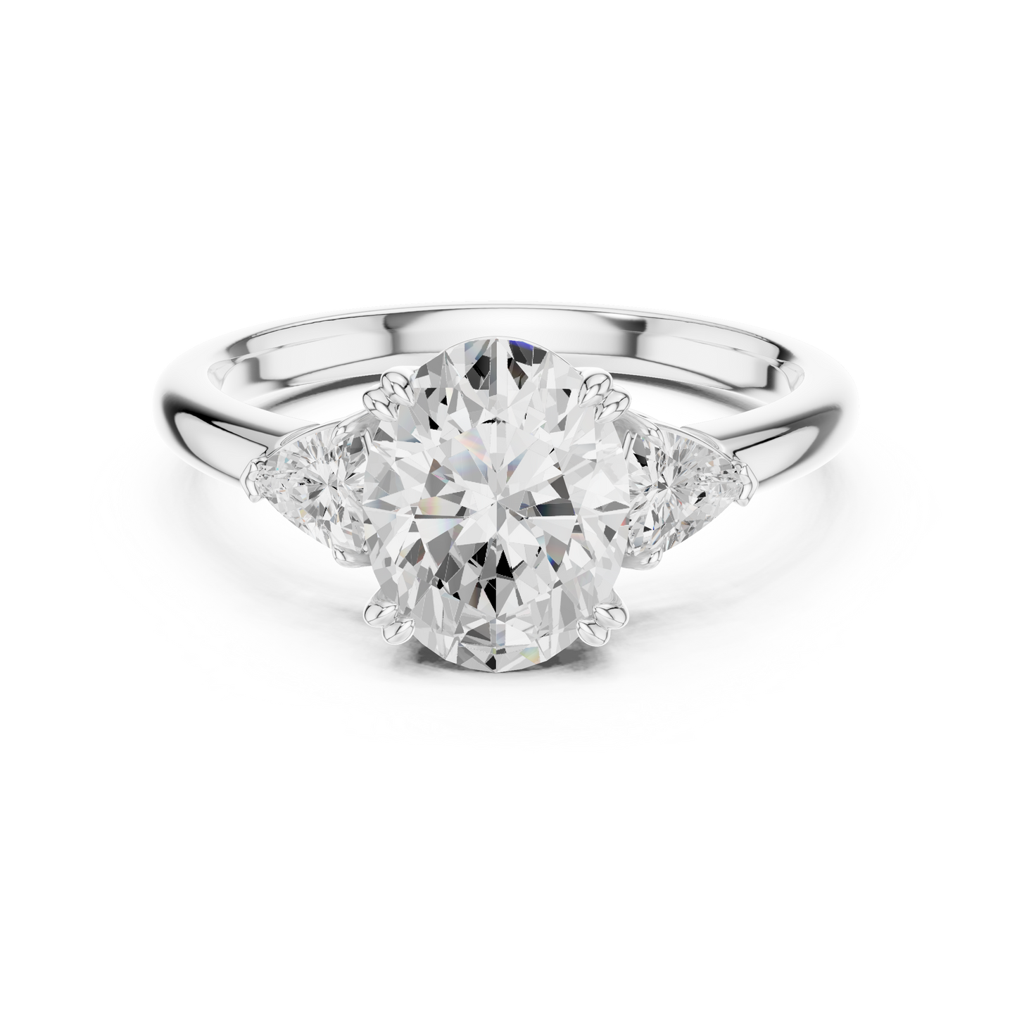 Classic Oval Center Pear Accent Engagement Ring 2.4 CTW