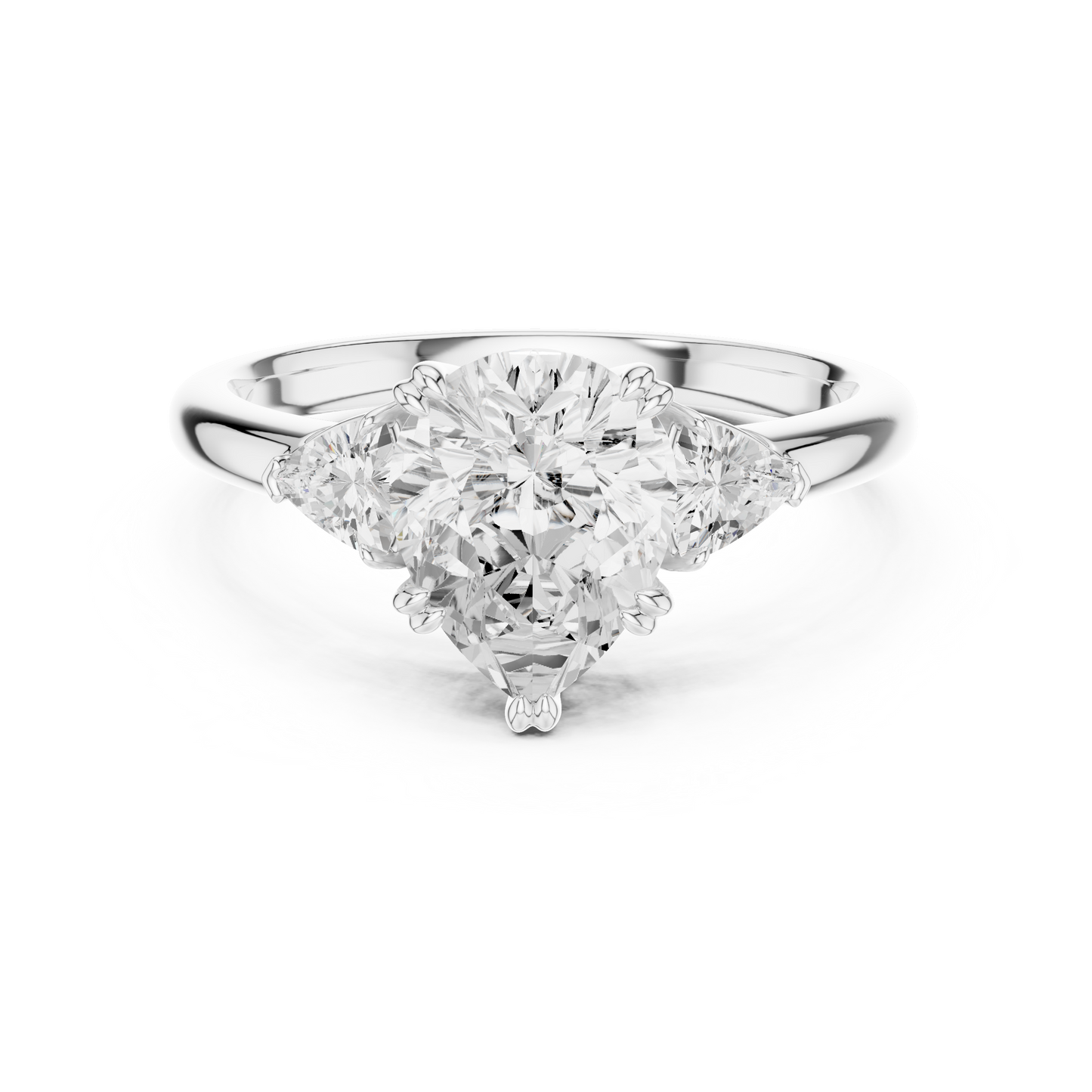 Classic Pear Center Pear Accent Engagement Ring 2.4 CTW
