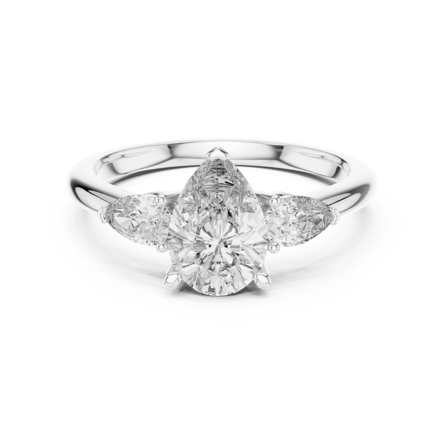 Pear Cut Three Stone Diamond Engagement Ring 1.5 CTW
