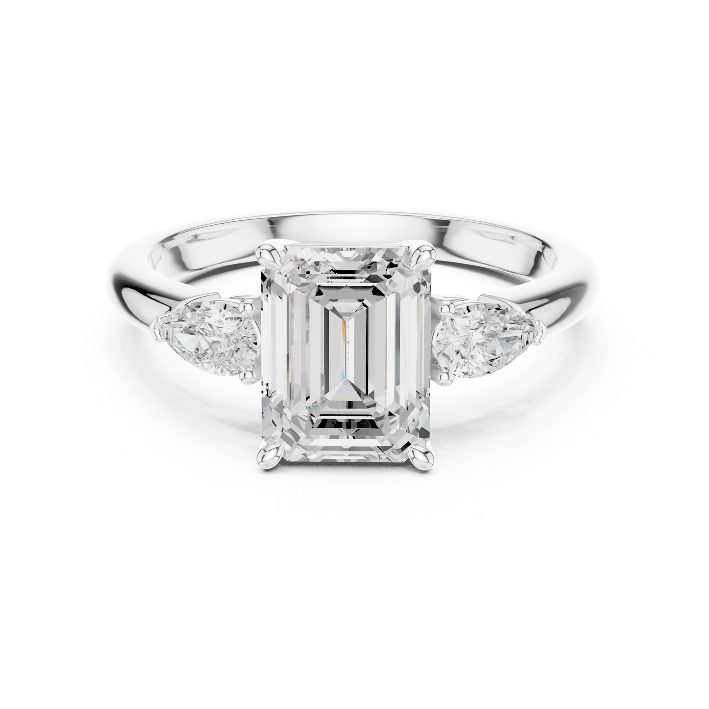 Emerald Cut Three Stone Diamond Engagement Ring 2.5 CTW