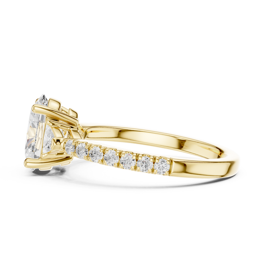 Oval Cut Trillion Side Stone Pave Engagement Ring 2 CTW