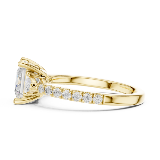 Princess Cut Trillion Side Stone Pave Engagement Ring 2 CTW