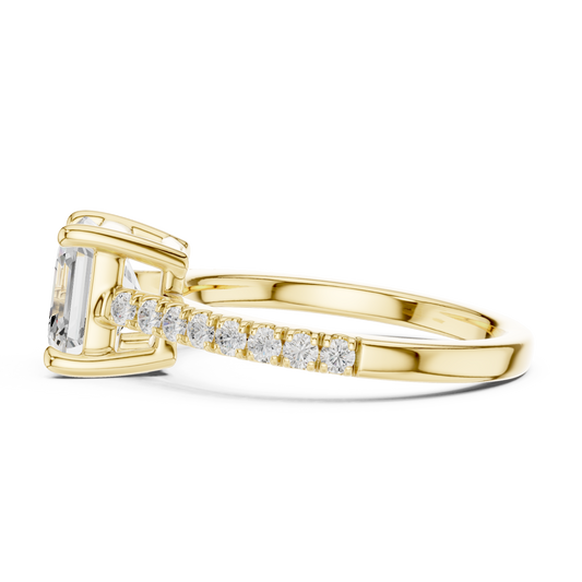 Asscher Cut Half Eternity Pave Engagement Ring 2.3 CTW