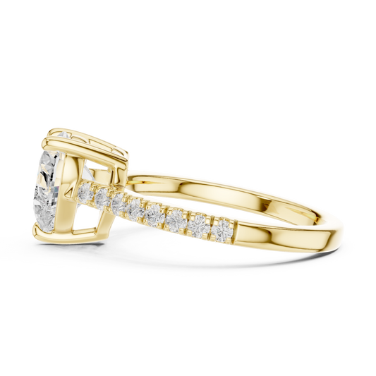 Heart Shape Half Eternity Pave Engagement Ring 2.3 CTW