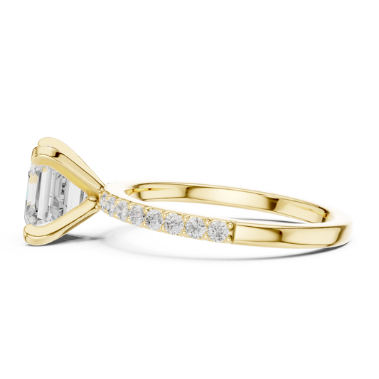 Classic Asscher Cut Half Eternity Pave Ring 2.2 CTW