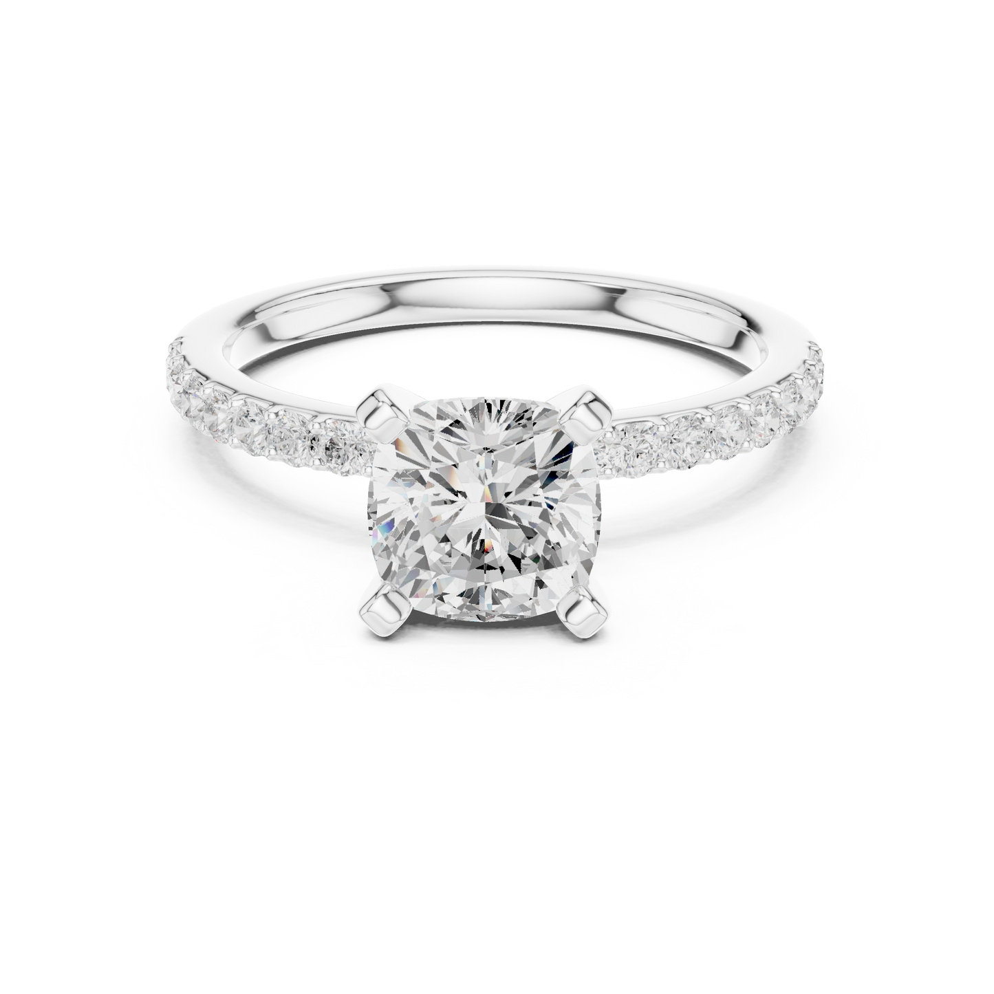 Classic Cushion Cut Half Eternity Pave Ring 2.2 CTW