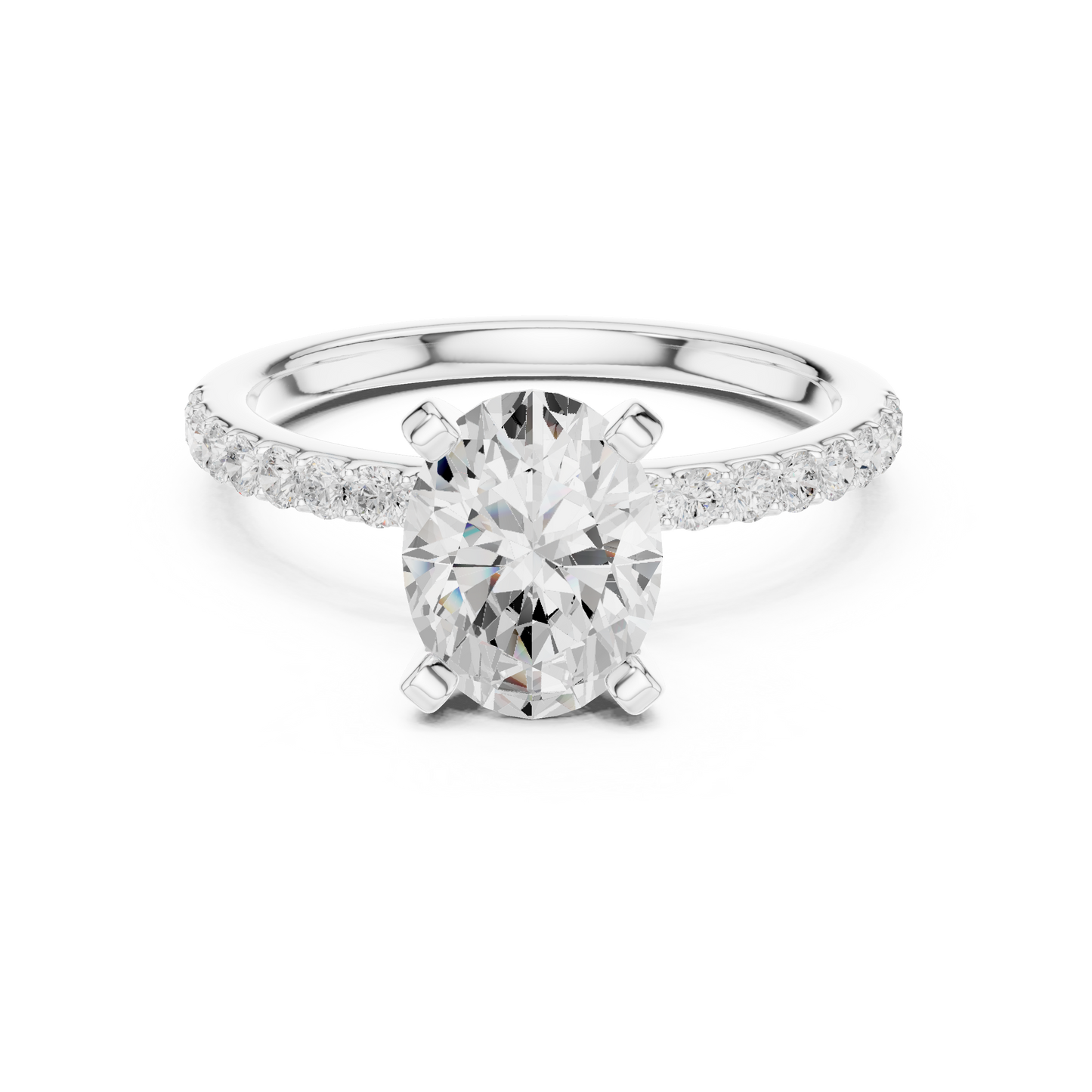 Classic Oval Cut Half Eternity Pave Ring 2.2 CTW