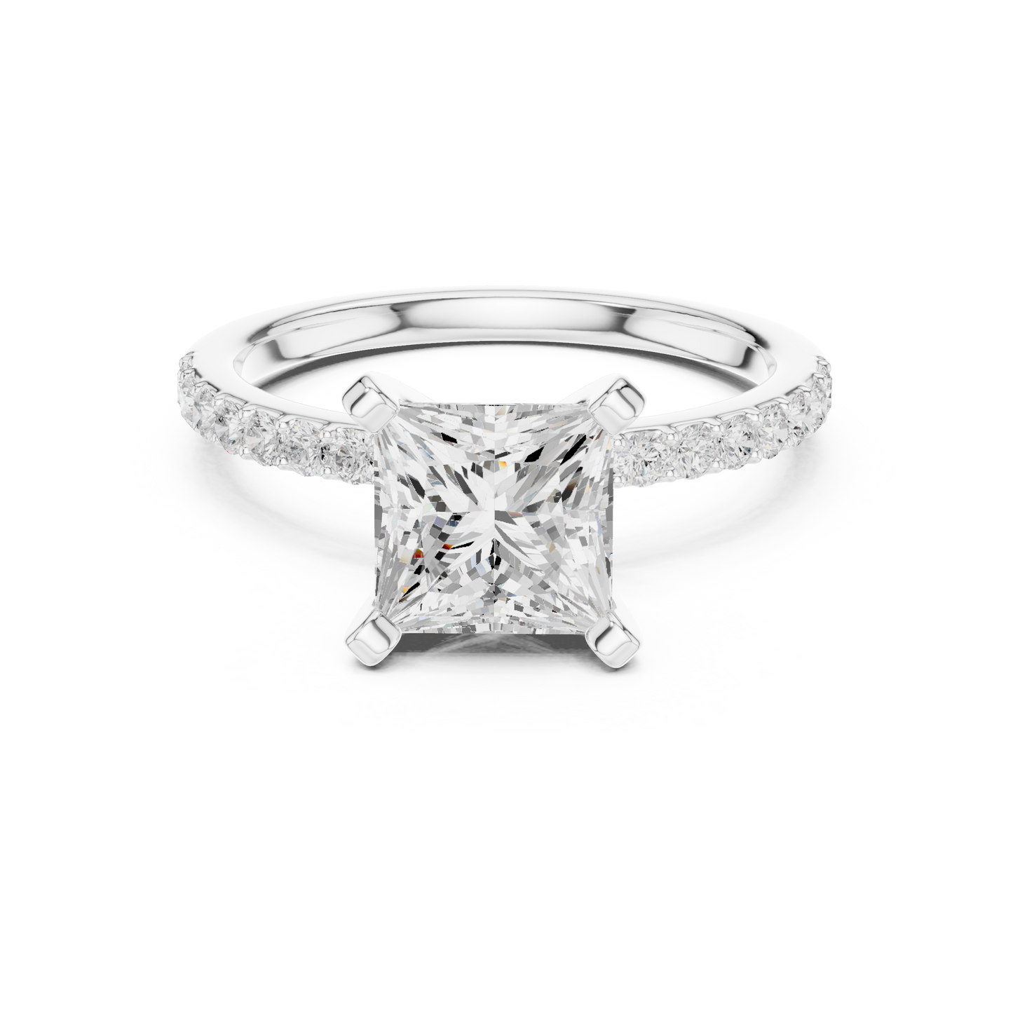 Classic Princess Cut Half Eternity Pave Ring 2.2 CTW