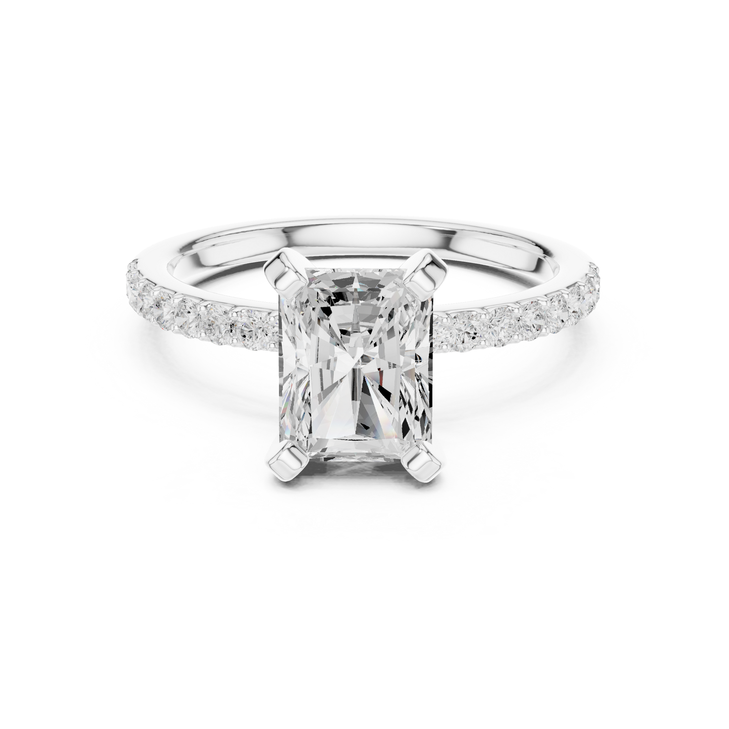 Classic Radiant Cut Half Eternity Pave Ring 2.2 CTW