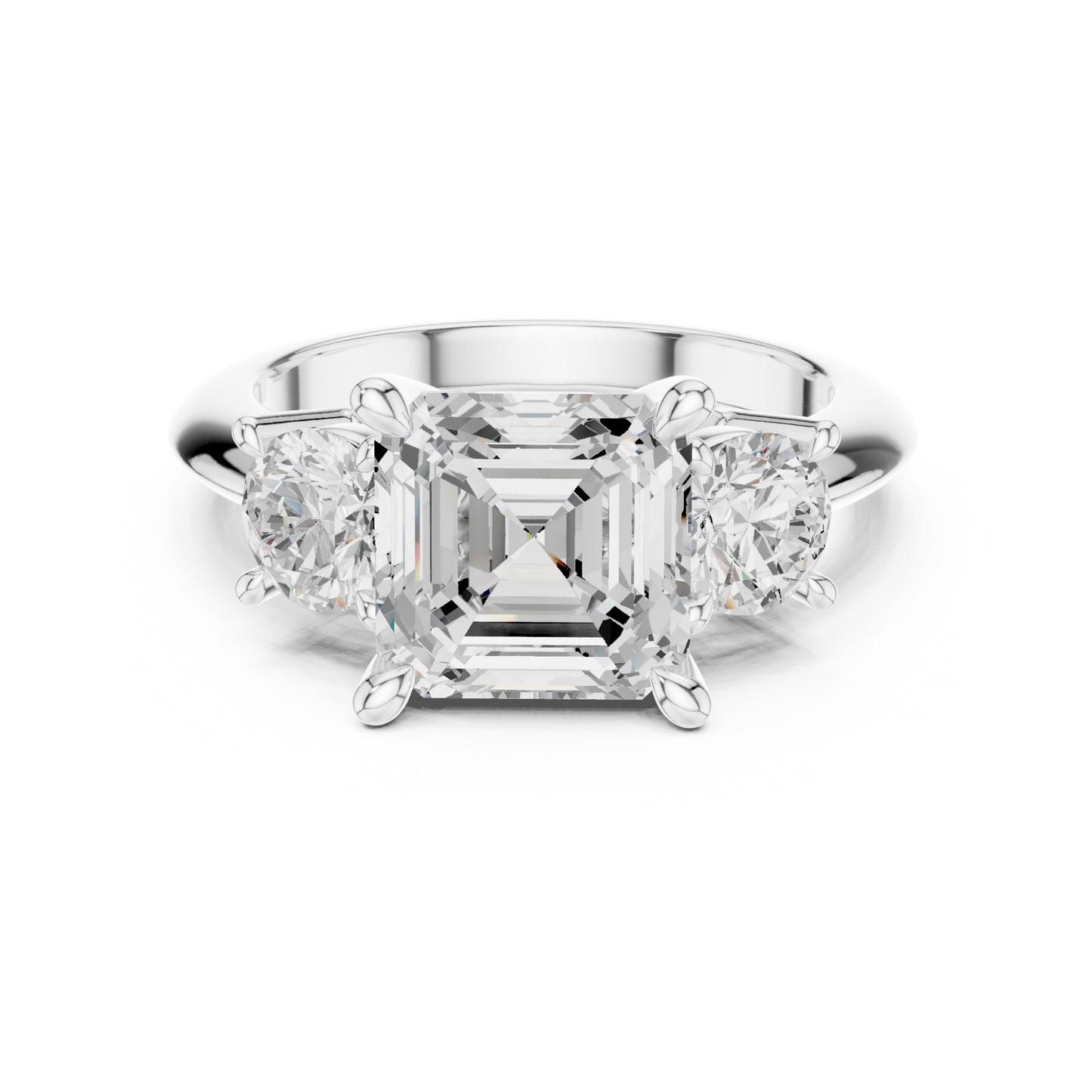 Classic Asscher Diamond Trilogy Engagement Ring 3.4 CTW