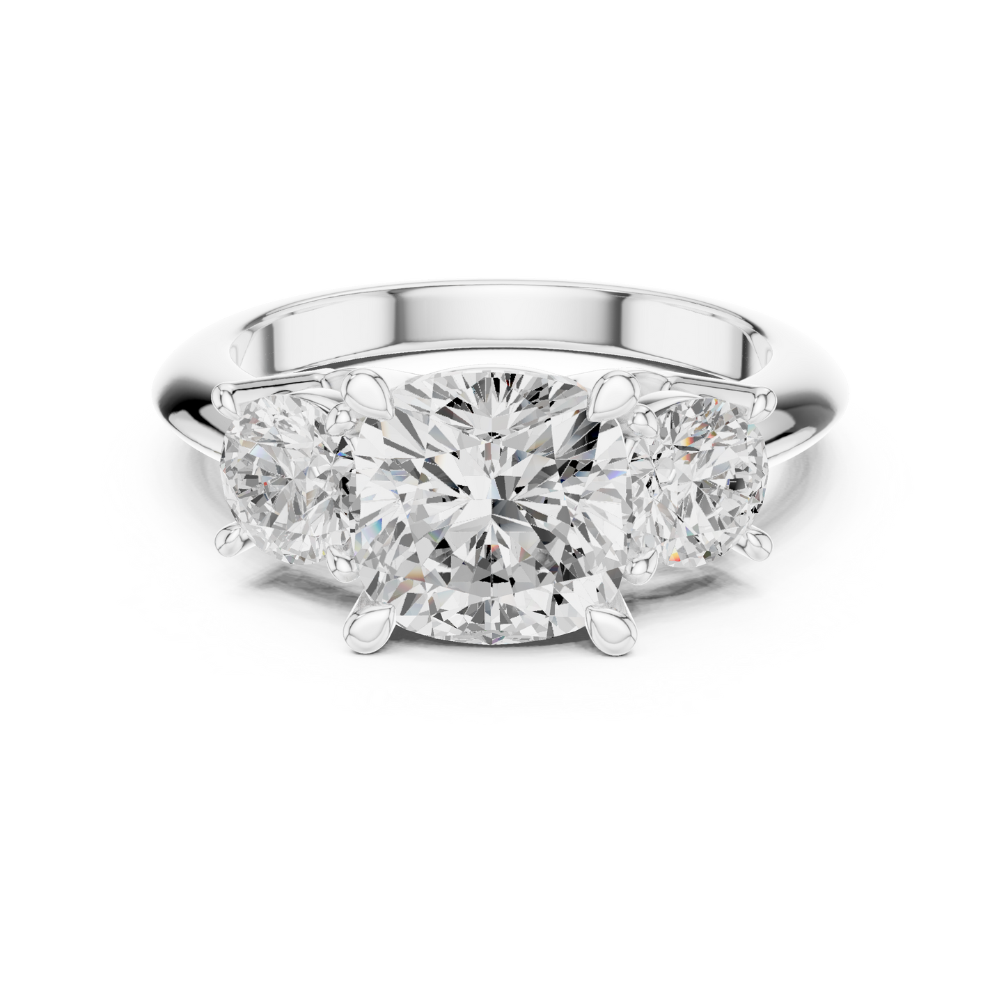 Classic Cushion Diamond Trilogy Engagement Ring 3.4 CTW