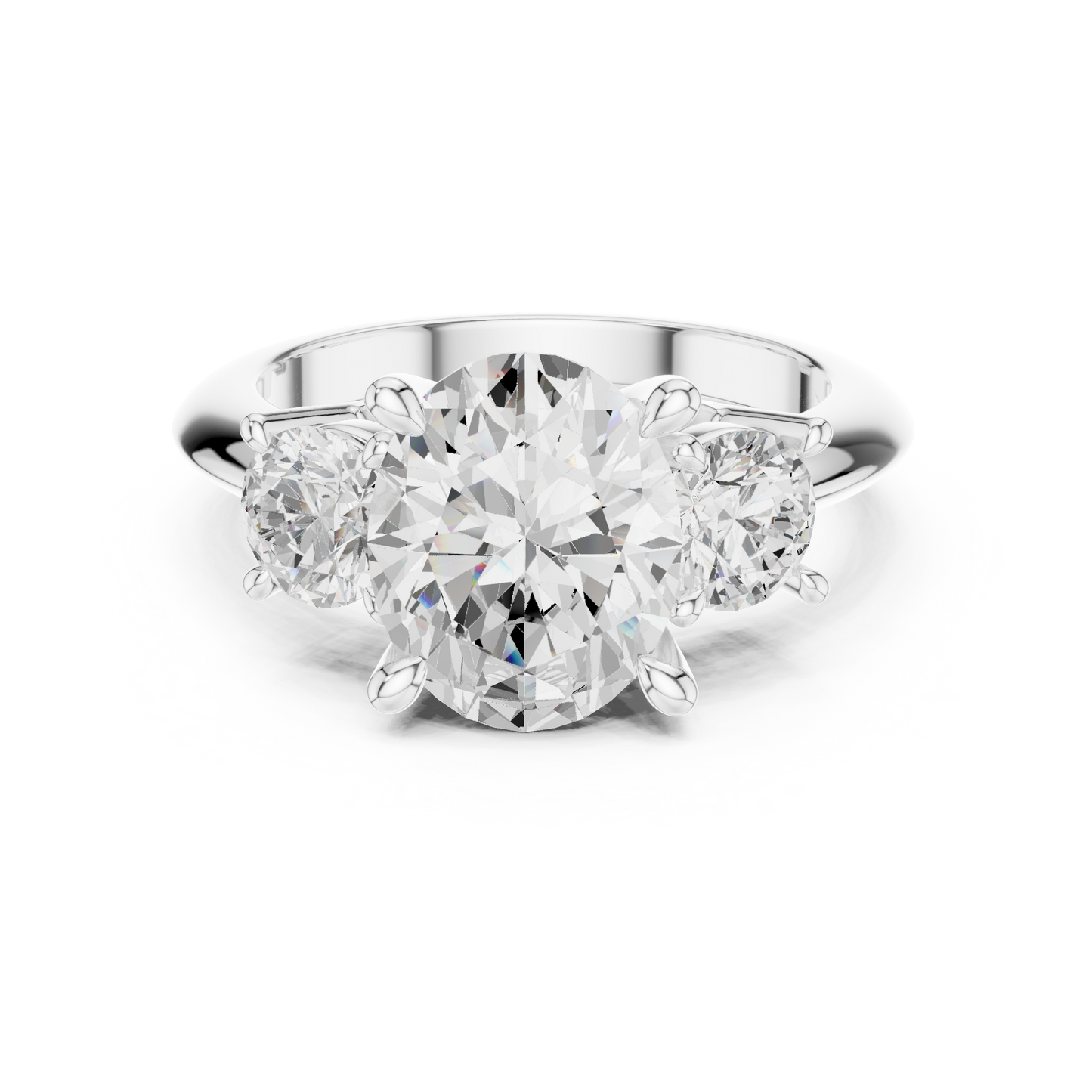 Classic Oval Diamond Trilogy Engagement Ring 3.4 CTW