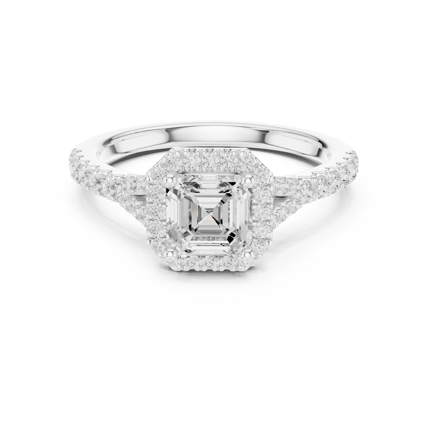 Asscher Cut Halo Engagement Ring 1.4 CTW