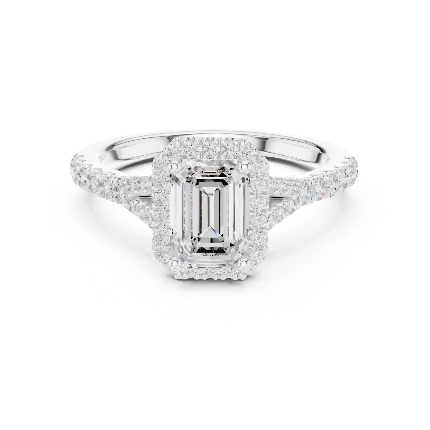 Emerald Cut Halo Engagement Ring 1.4 CTW