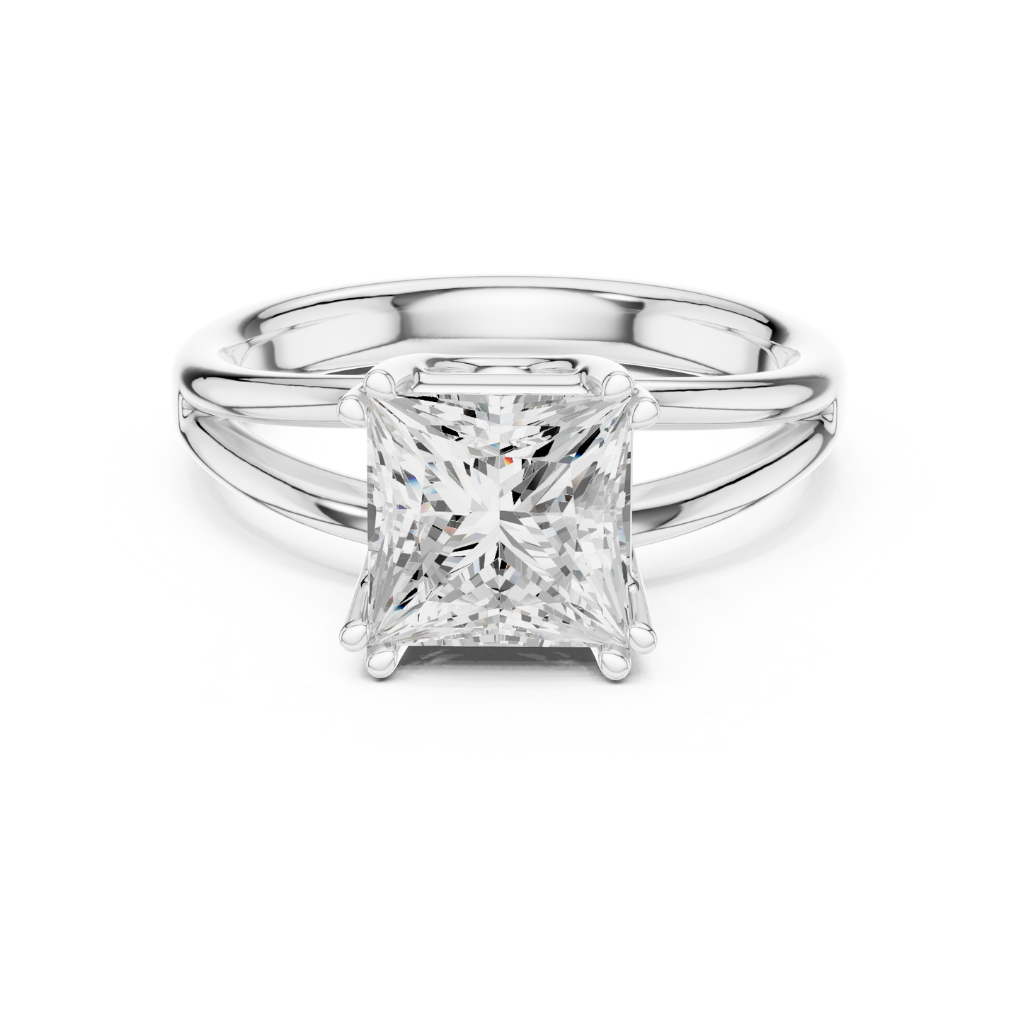 Princess Cut Split Shank Solitaire Engagement Ring 2 CTW