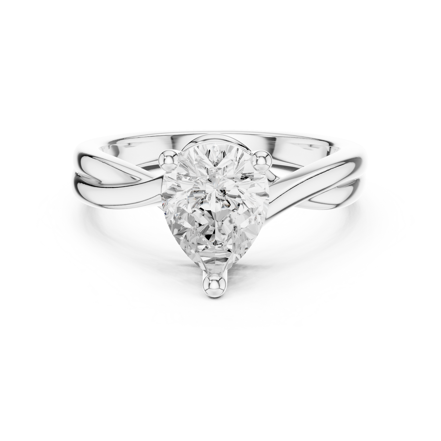 Pear Cut Twisted Solitaire Engagement Ring 2 CTW
