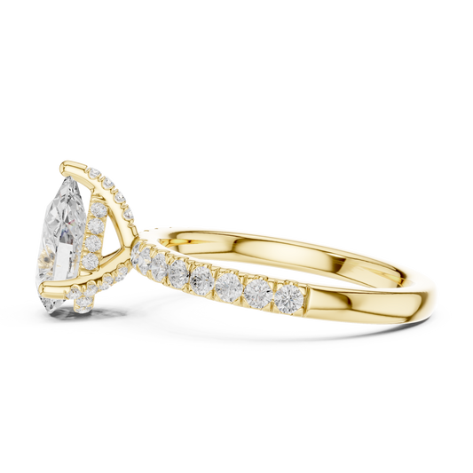 Pear Cut Hidden Halo Pavé Engagement Ring 2.5 CTW