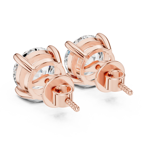 Classic Round Shape Diamond Stud Earrings 4 CTW