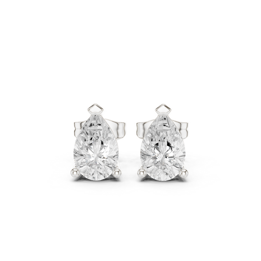 Classic Pear Shape Diamond Stud Earrings 2 CTW