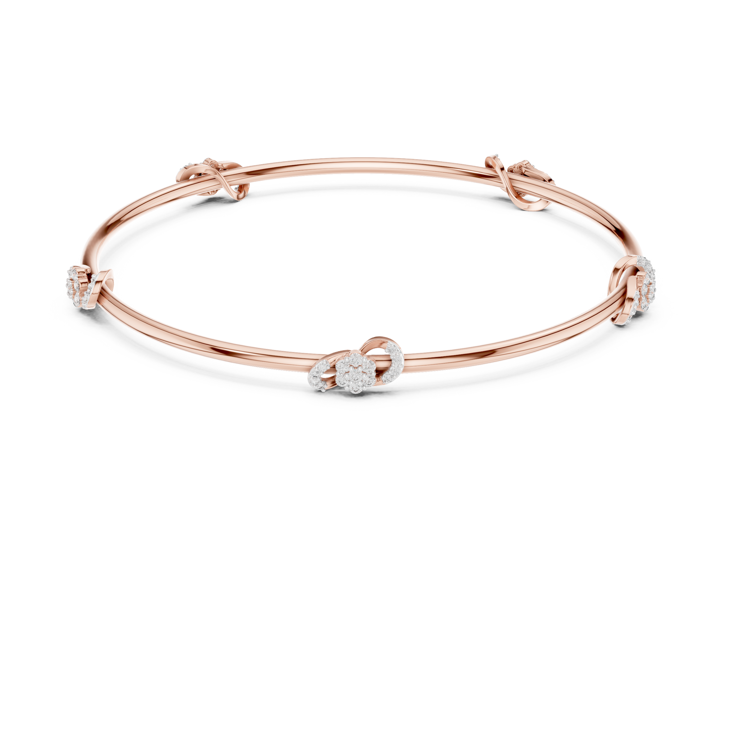 Diamond Infinity Knot Floral Bracelet 0.5 CTW