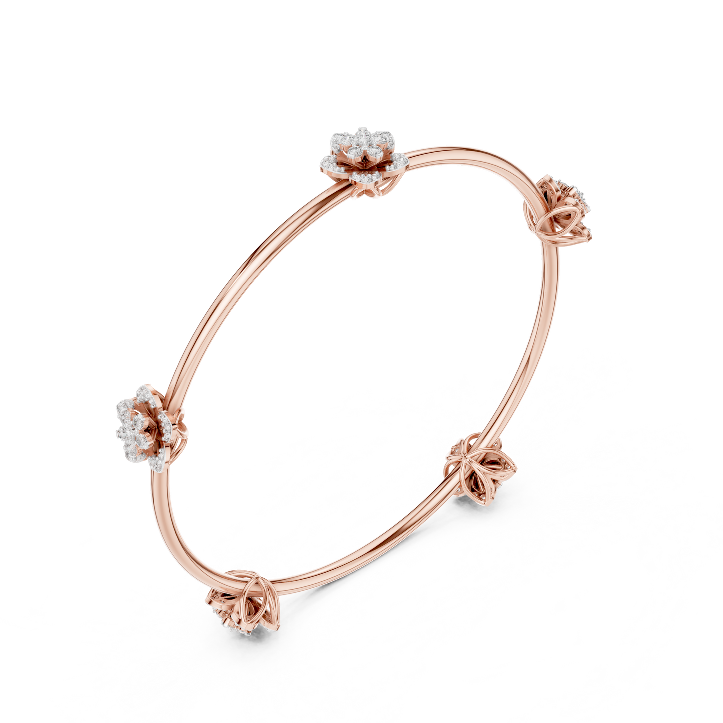Elegant Diamond Flower Bracelet 1 CTW