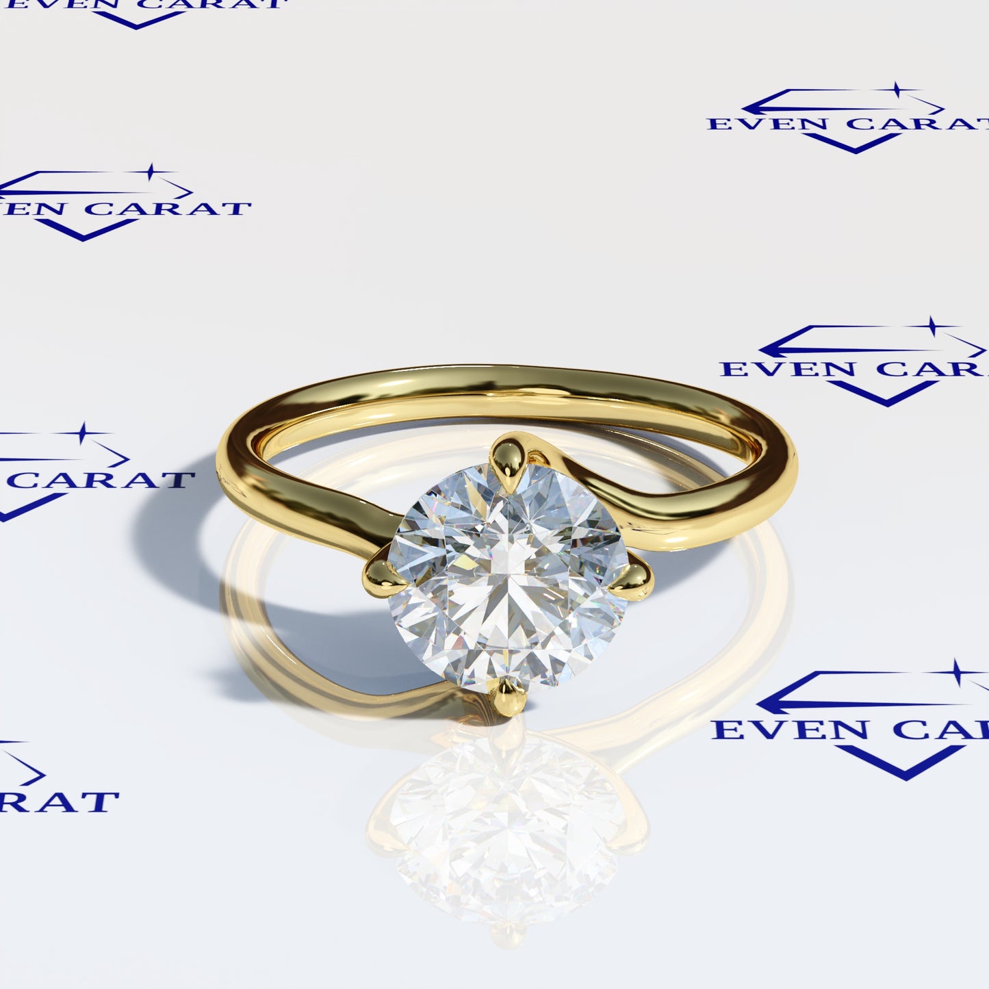 4 Prong Twisted Round Solitaire Ring 2 CTW