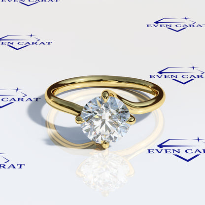 4 Prong Twisted Round Solitaire Ring 2 CTW