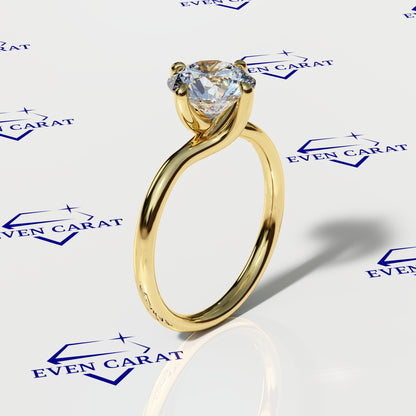 4 Prong Twisted Round Solitaire Ring 2 CTW