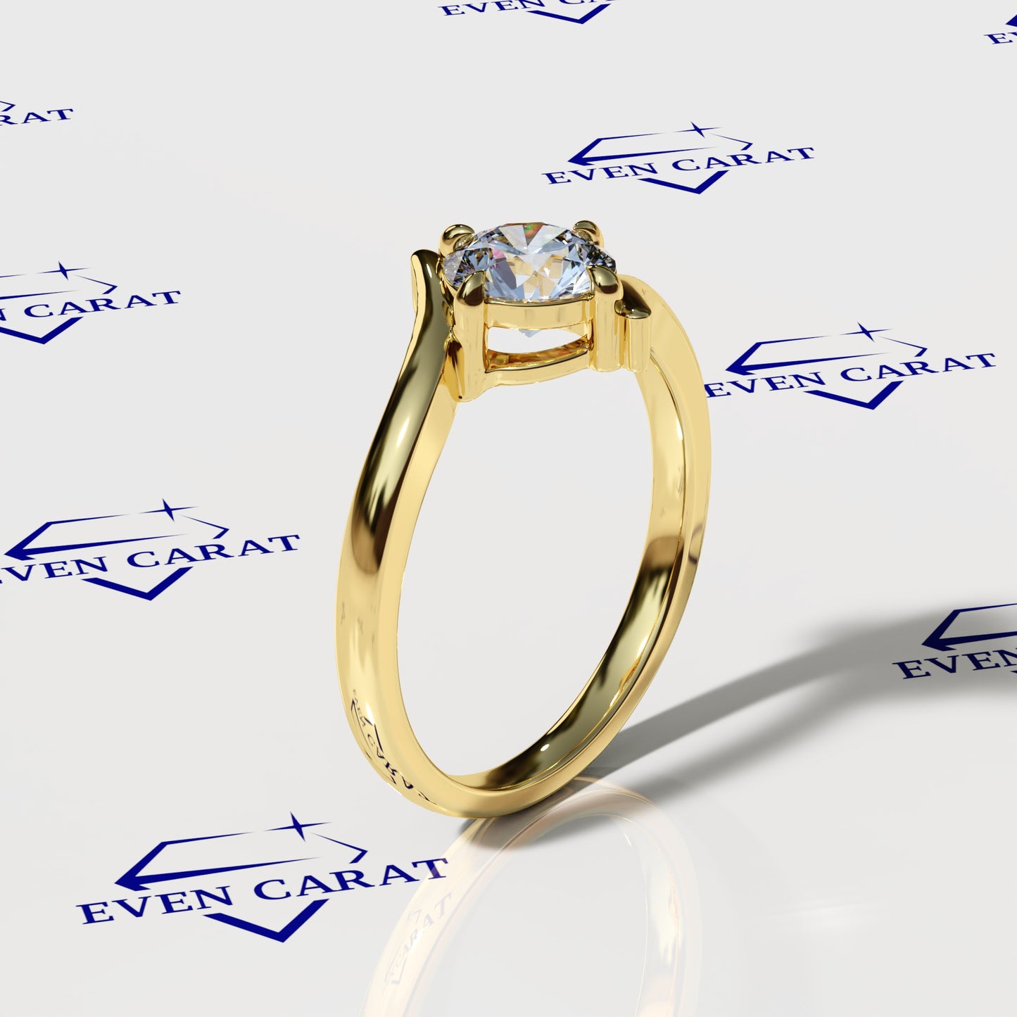 Bypass Swirl Round Solitaire Ring