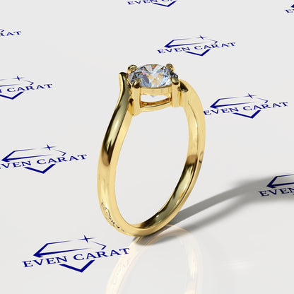 Bypass Swirl Round Solitaire Ring