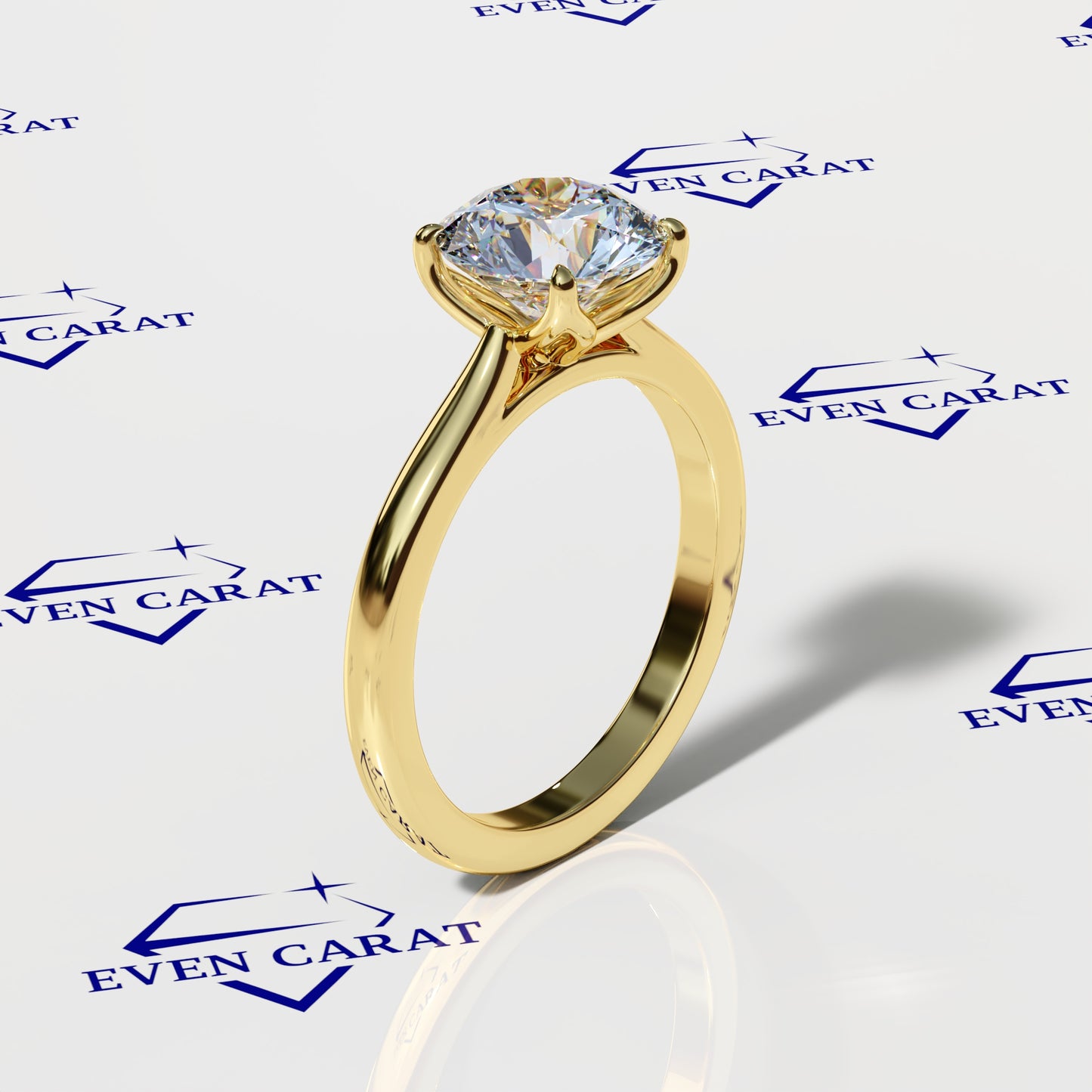 4 Prong Tulip Cathedral Round Solitaire Ring
