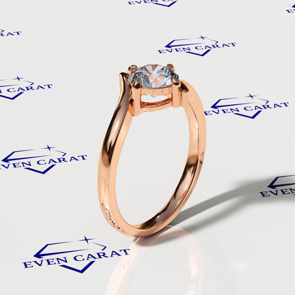 Bypass Swirl Round Solitaire Ring