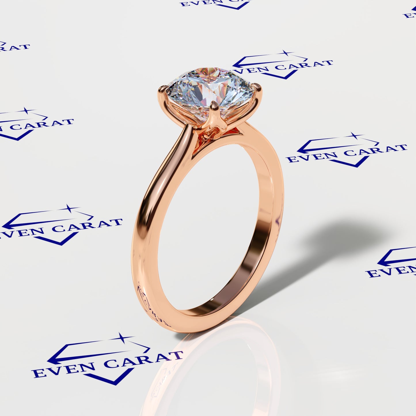4 Prong Tulip Cathedral Round Solitaire Ring