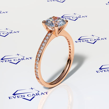 4 Prong Round Half Pavé Band Engagement Ring 2.20 CTW