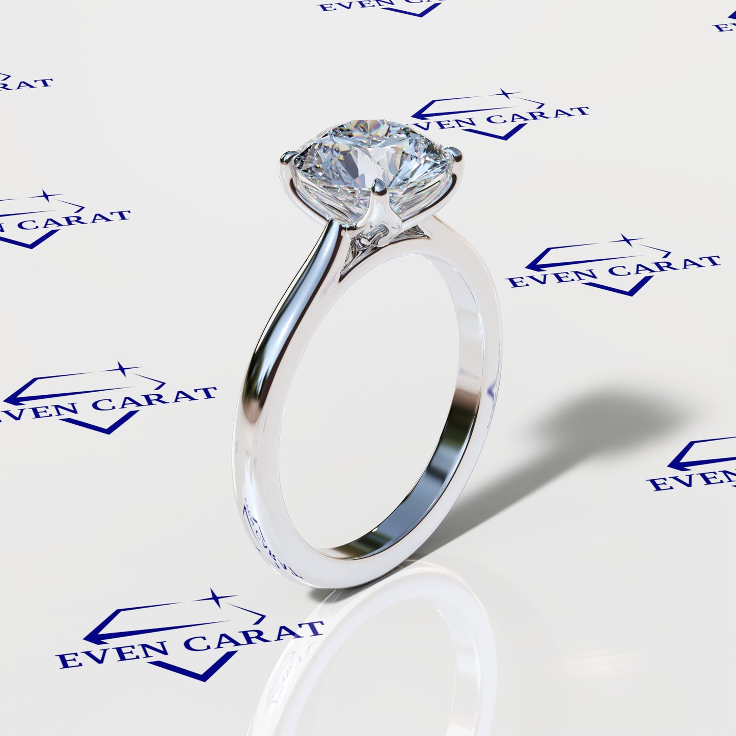 4 Prong Tulip Cathedral Round Solitaire Ring