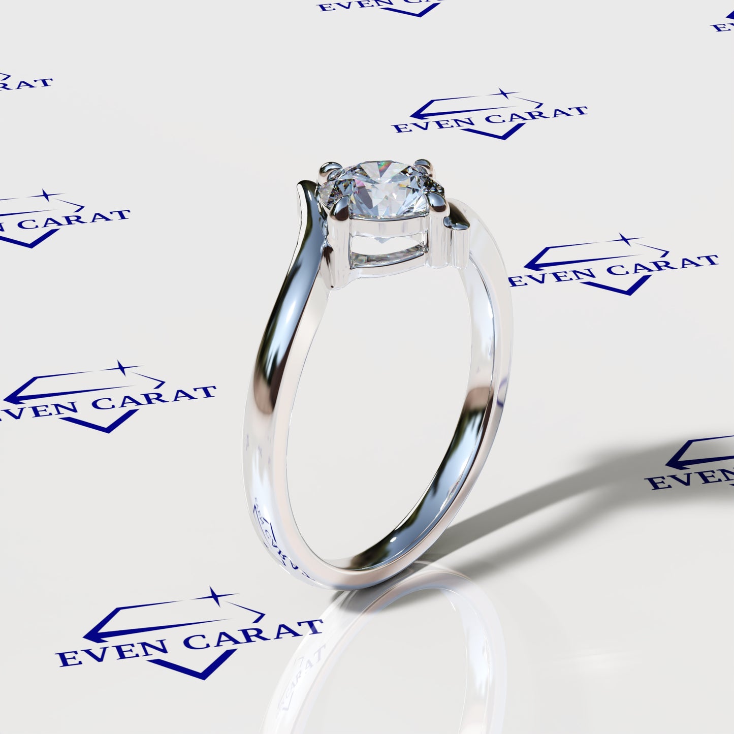 Bypass Swirl Round Solitaire Ring