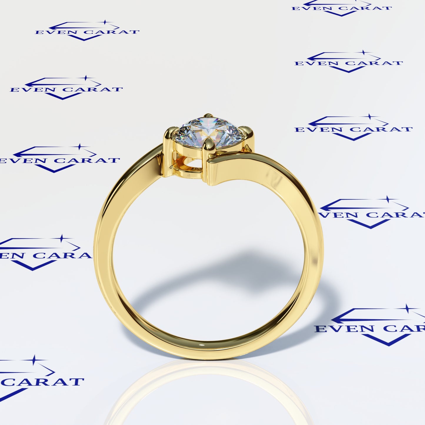 Bypass Swirl Round Solitaire Ring