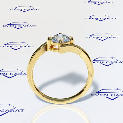 Bypass Swirl Round Solitaire Ring
