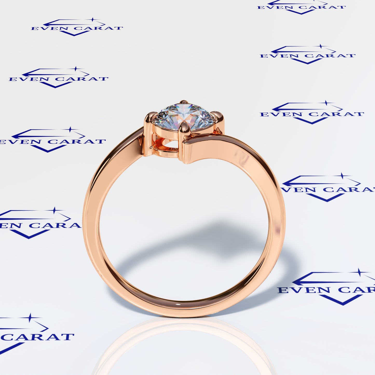 Bypass Swirl Round Solitaire Ring