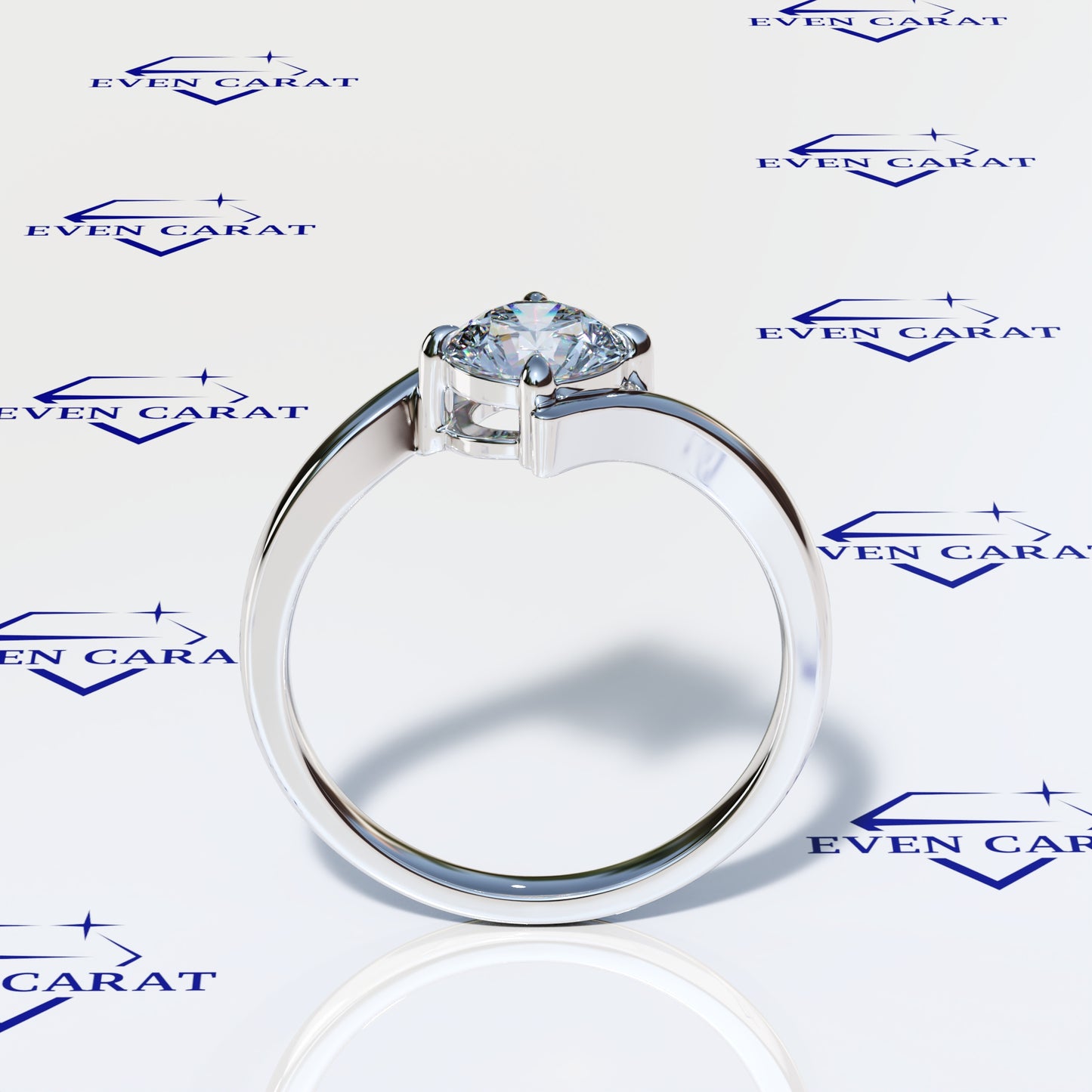 Bypass Swirl Round Solitaire Ring