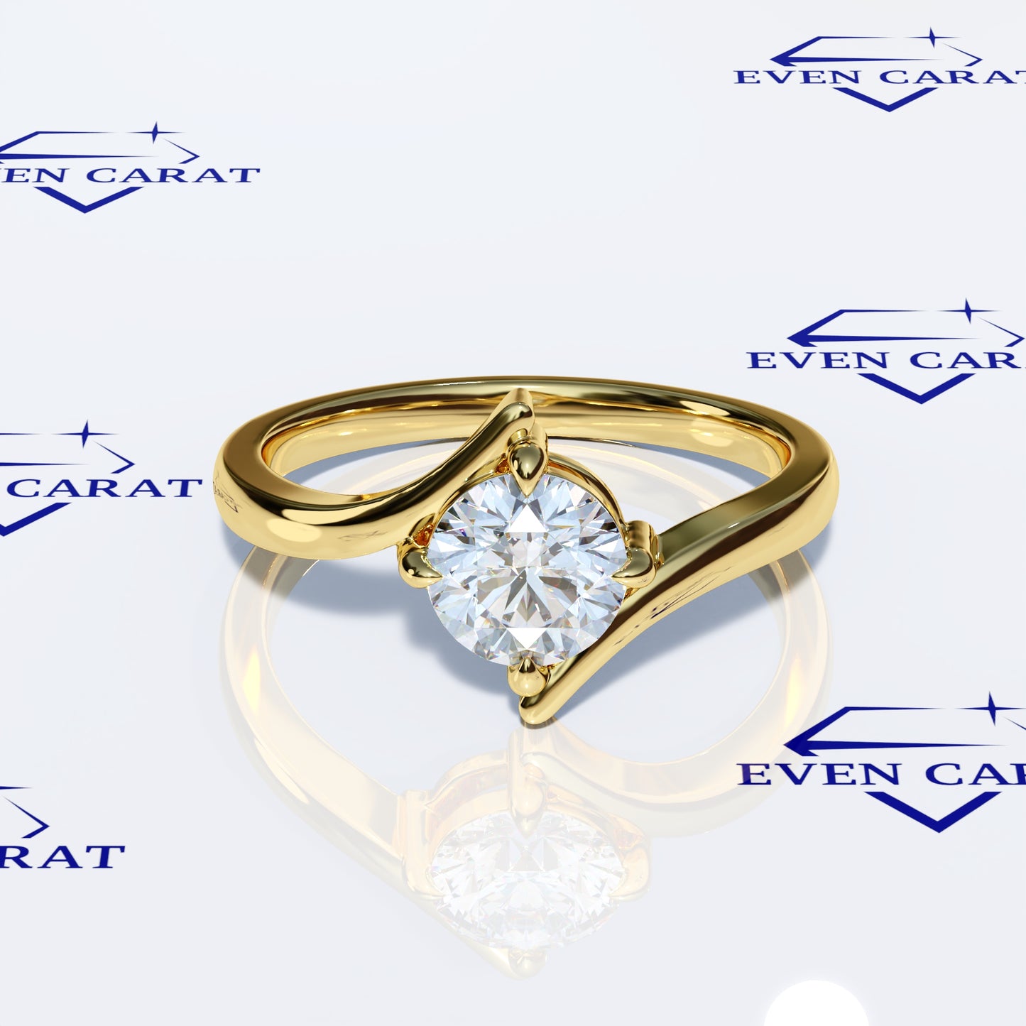 Bypass Swirl Round Solitaire Ring