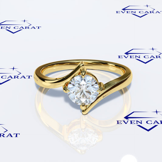 Bypass Swirl Round Solitaire Ring