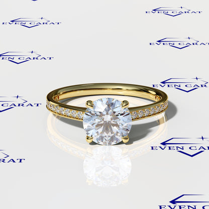4 Prong Round Half Pavé Band Engagement Ring 2.20 CTW