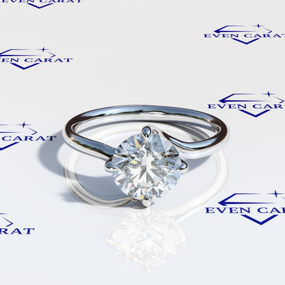 4 Prong Twisted Round Solitaire Ring 2 CTW