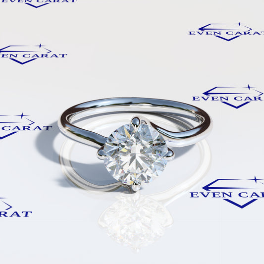 4 Prong Twisted Round Solitaire Ring 2 CTW
