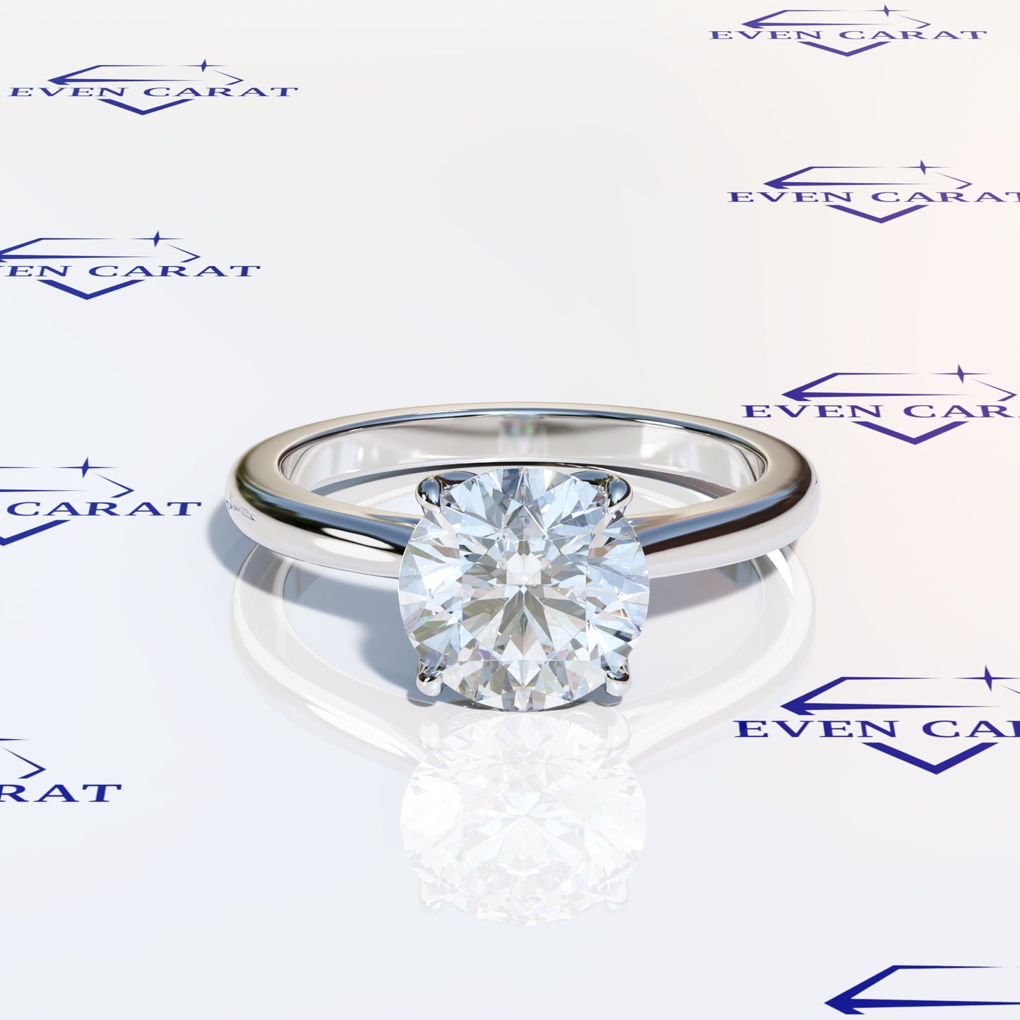 4 Prong Tulip Cathedral Round Solitaire Ring
