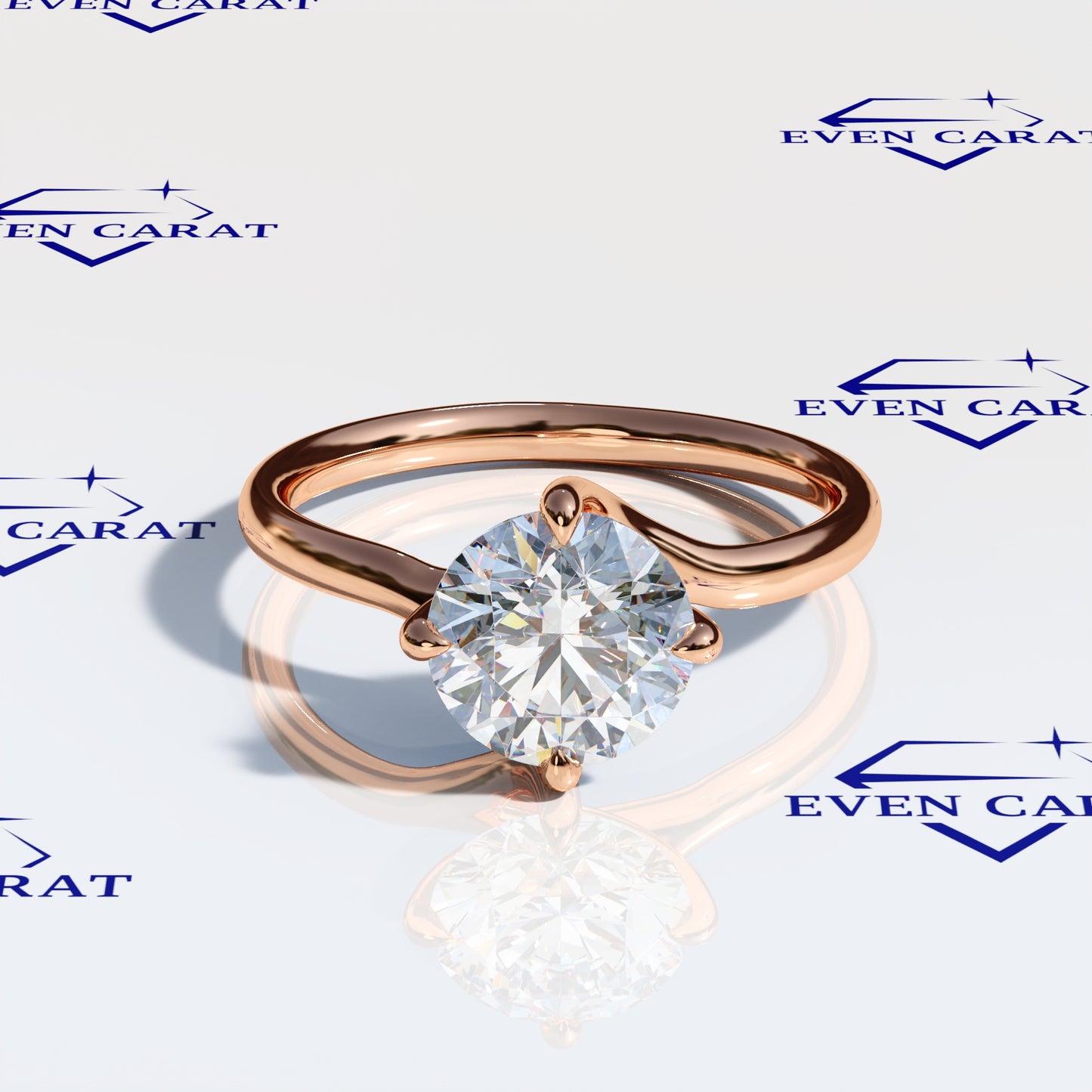 4 Prong Twisted Round Solitaire Ring 2 CTW