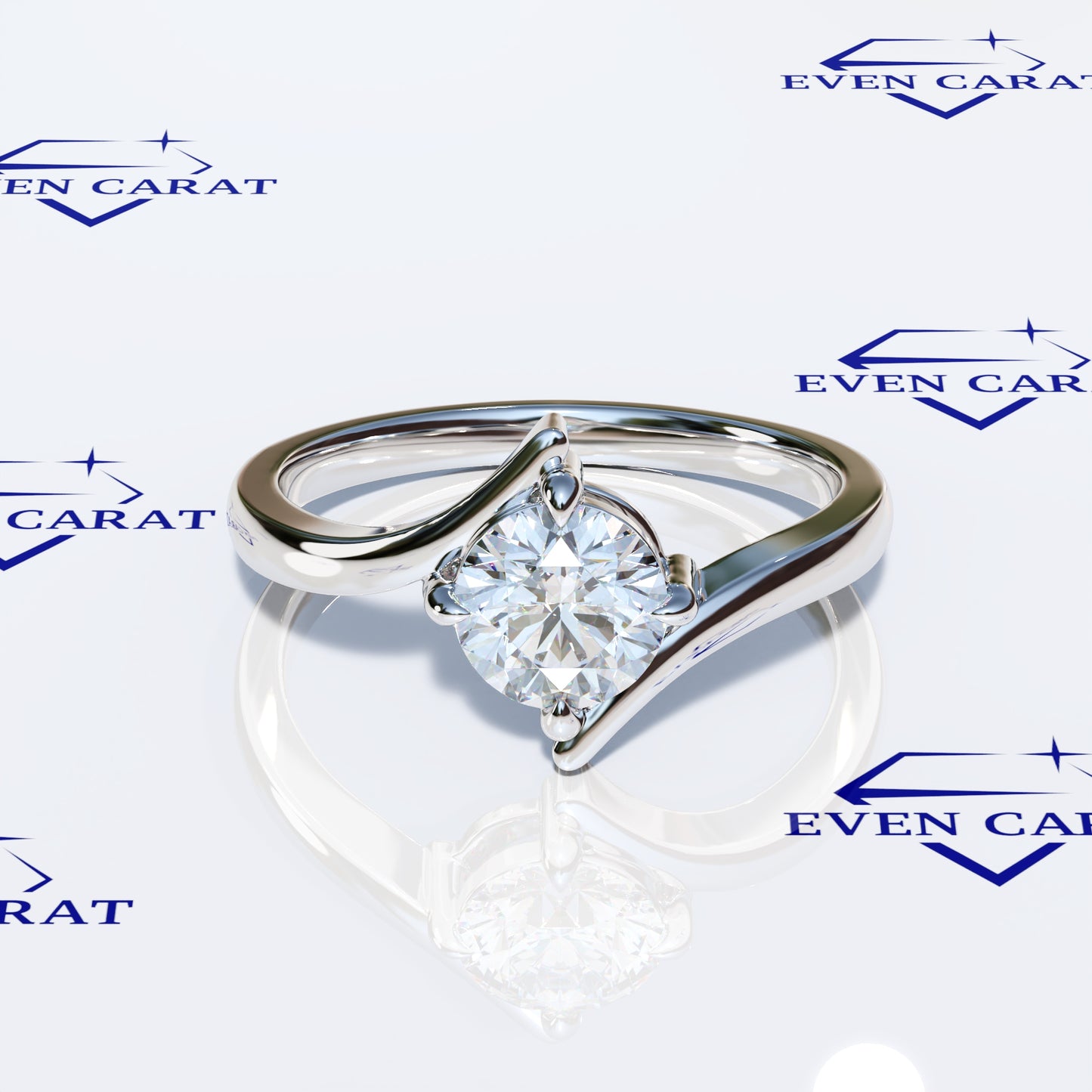 Bypass Swirl Round Solitaire Ring